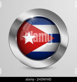 EPS10 Vector Patriotic Button with Cuba flag colors. An element of impact for the use you want to make of it. Stock Vector