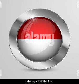 EPS10 Vector Patriotic Button with Indonesia flag colors. An element of impact for the use you want to make of it. Stock Vector