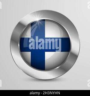 EPS10 Vector Patriotic Button with Finland flag colors. An element of impact for the use you want to make of it. Stock Vector