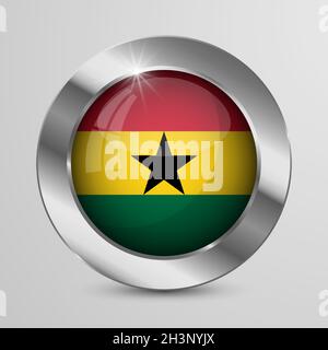EPS10 Vector Patriotic Button with Ghana flag colors. An element of impact for the use you want to make of it. Stock Vector