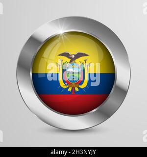 EPS10 Vector Patriotic Button with Ecuador flag colors. An element of impact for the use you want to make of it. Stock Vector
