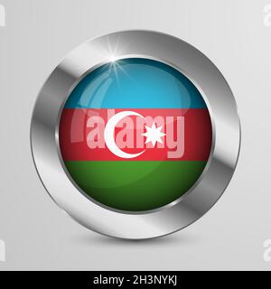 EPS10 Vector Patriotic Button with Azerbaijan flag colors. An element of impact for the use you want to make of it. Stock Vector