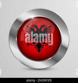 EPS10 Vector Patriotic Button with Albania flag colors. An element of impact for the use you want to make of it. Stock Vector