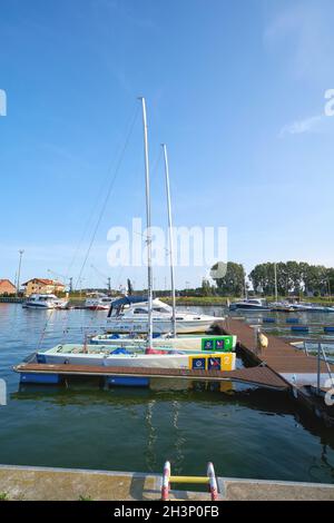 Sport boats in the marina of Swinoujscie on the Polish Baltic coast Stock Photo