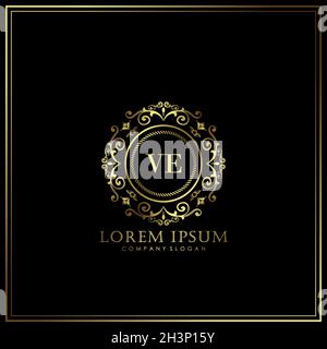 VE Initial Letter Luxury Logo template in vector for Restaurant, Royalty, Boutique, Cafe, Hotel, Heraldic, Jewelry, Fashion and other vector illustrat Stock Vector