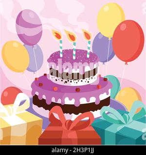 hand drawn birthday background vector design illustration Stock Vector