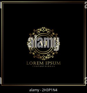 VJ Initial Letter Luxury Logo template in vector for Restaurant, Royalty, Boutique, Cafe, Hotel, Heraldic, Jewelry, Fashion and other vector illustrat Stock Vector