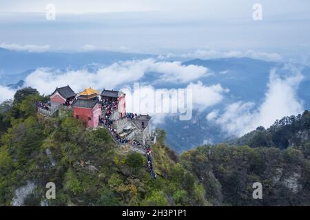 Aerial view of wudang mountains Stock Photo