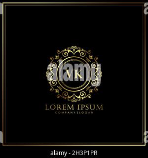 VK Initial Letter Luxury Logo template in vector for Restaurant, Royalty, Boutique, Cafe, Hotel, Heraldic, Jewelry, Fashion and other vector illustrat Stock Vector