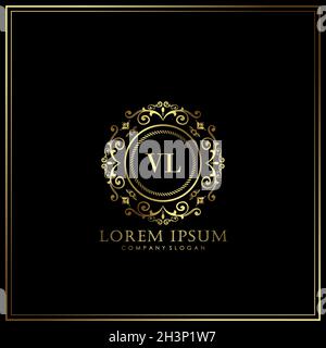 VL Initial Letter Luxury Logo template in vector for Restaurant, Royalty, Boutique, Cafe, Hotel, Heraldic, Jewelry, Fashion and other vector illustrat Stock Vector