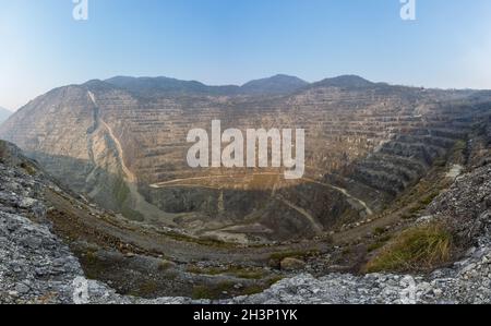 Open pits iron mine panorama Stock Photo