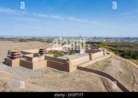 Aerial view of Jiayu Pass Stock Photo