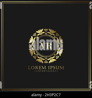 VR Initial Letter Luxury Logo template in vector for Restaurant, Royalty, Boutique, Cafe, Hotel, Heraldic, Jewelry, Fashion and other vector illustrat Stock Vector