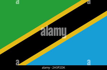 Tanzania national flag in exact proportions - Vector Stock Photo