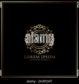VU Initial Letter Luxury Logo template in vector for Restaurant, Royalty, Boutique, Cafe, Hotel, Heraldic, Jewelry, Fashion and other vector illustrat Stock Vector
