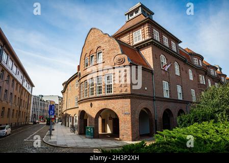 Poznan, Poland - August 09, 2021. School and Kindergarten Complex No. 4 Stock Photo