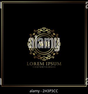 WB Initial Letter Luxury Logo template in vector for Restaurant, Royalty, Boutique, Cafe, Hotel, Heraldic, Jewelry, Fashion and other vector illustrat Stock Vector