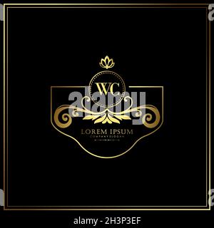 WC Initial Letter Luxury Logo template in vector for Restaurant, Royalty, Boutique, Cafe, Hotel, Heraldic, Jewelry, Fashion and other vector illustrat Stock Vector
