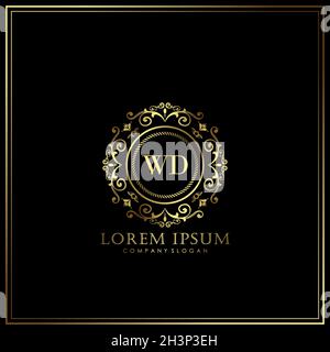 WD Initial Letter Luxury Logo template in vector for Restaurant, Royalty, Boutique, Cafe, Hotel, Heraldic, Jewelry, Fashion and other vector illustrat Stock Vector