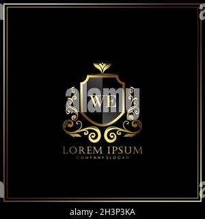 WE Initial Letter Luxury Logo template in vector for Restaurant, Royalty, Boutique, Cafe, Hotel, Heraldic, Jewelry, Fashion and other vector illustrat Stock Vector