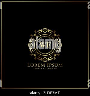 WF Initial Letter Luxury Logo template in vector for Restaurant, Royalty, Boutique, Cafe, Hotel, Heraldic, Jewelry, Fashion and other vector illustrat Stock Vector