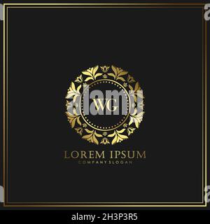 WG Initial Letter Luxury Logo template in vector for Restaurant, Royalty, Boutique, Cafe, Hotel, Heraldic, Jewelry, Fashion and other vector illustrat Stock Vector