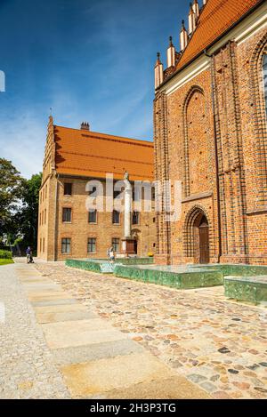 Poznan, Poland - August 09, 2021. Area of Poznan Cathedral - Bazylika Archikatedralna sw. Apostolow Piotra i Pawla - Church of Our Lady in summo and P Stock Photo