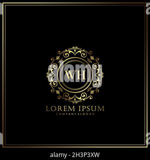 WH Initial Letter Luxury Logo template in vector for Restaurant, Royalty, Boutique, Cafe, Hotel, Heraldic, Jewelry, Fashion and other vector illustrat Stock Vector