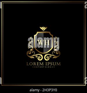 WH Initial Letter Luxury Logo template in vector for Restaurant, Royalty, Boutique, Cafe, Hotel, Heraldic, Jewelry, Fashion and other vector illustrat Stock Vector