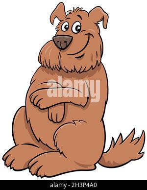 Cartoon happy brown shaggy dog animal character Stock Photo