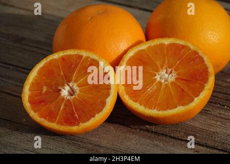 Citrus x sinensis Tarocco, Half-blood orange Stock Photo