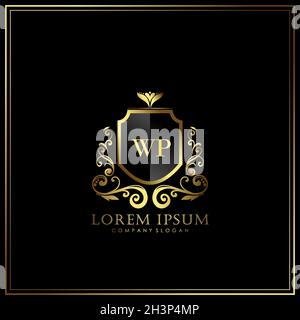 WP Initial Letter Luxury Logo template in vector for Restaurant, Royalty, Boutique, Cafe, Hotel, Heraldic, Jewelry, Fashion and other vector illustrat Stock Vector
