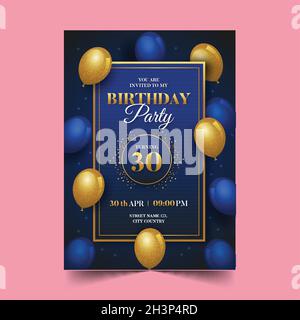 gradient elegant birthday invitation with balloons vector design illustration Stock Vector