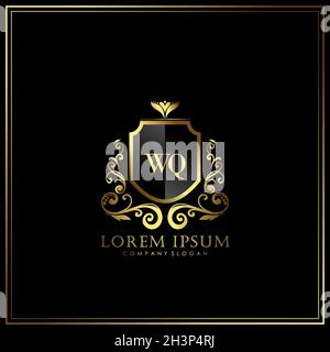 WQ Initial Letter Luxury Logo template in vector for Restaurant, Royalty, Boutique, Cafe, Hotel, Heraldic, Jewelry, Fashion and other vector illustrat Stock Vector