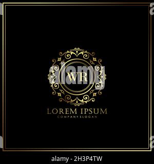 WR Initial Letter Luxury Logo template in vector for Restaurant, Royalty, Boutique, Cafe, Hotel, Heraldic, Jewelry, Fashion and other vector illustrat Stock Vector