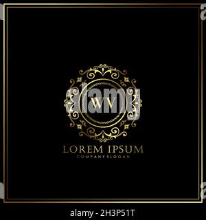 WV Initial Letter Luxury Logo template in vector for Restaurant, Royalty, Boutique, Cafe, Hotel, Heraldic, Jewelry, Fashion and other vector illustrat Stock Vector
