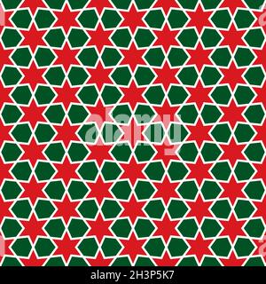 Seamless Christmas star wrapping paper pattern background Stock Vector