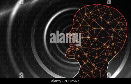 Artificial intelligence concept with digital human face Stock Photo