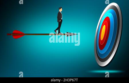 Businessman aim arrow to target Stock Photo