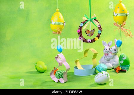 Easter eggs and cookie molds. Stock Photo
