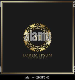 YI Initial Letter Luxury Logo template in vector for Restaurant, Royalty, Boutique, Cafe, Hotel, Heraldic, Jewelry, Fashion and other vector illustrat Stock Vector