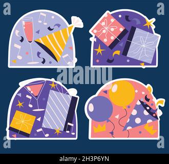 birthday party elements  set vector design illustration Stock Vector