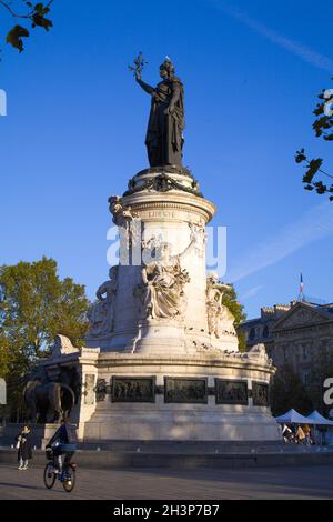 France, Paris, Place de la République, statue, Stock Photo