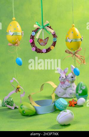 Easter eggs and cookie molds. Stock Photo