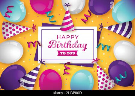 happy birthday you with balloons confetti vector design illustration Stock Vector
