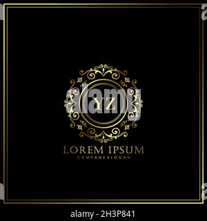 YZ Initial Letter Luxury Logo template in vector for Restaurant, Royalty, Boutique, Cafe, Hotel, Heraldic, Jewelry, Fashion and other vector illustrat Stock Vector