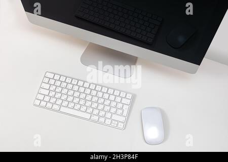 Desktop computer on a white Stock Photo