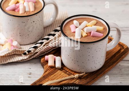 Hot chocolate with marshmallow Stock Photo