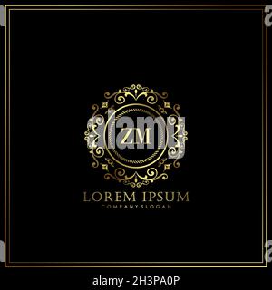 ZM Initial Letter Luxury Logo template in vector for Restaurant, Royalty, Boutique, Cafe, Hotel, Heraldic, Jewelry, Fashion and other vector illustrat Stock Vector
