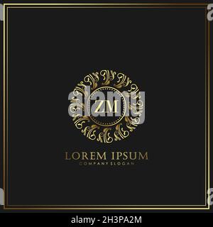 ZM Initial Letter Luxury Logo template in vector for Restaurant, Royalty, Boutique, Cafe, Hotel, Heraldic, Jewelry, Fashion and other vector illustrat Stock Vector